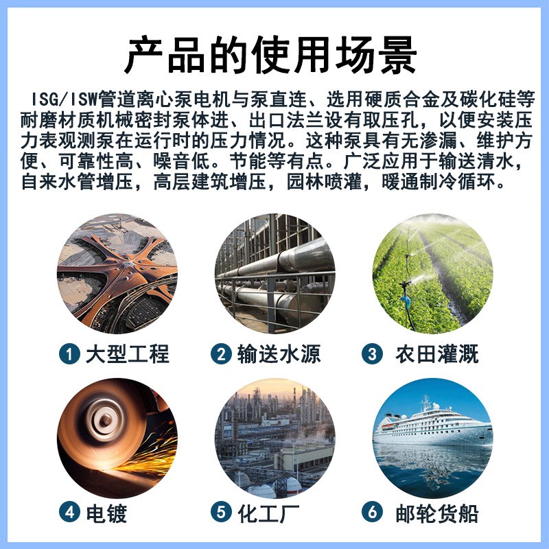 IHG卧式管道离心泵 家用大功率暖气循环泵 消防增压供水泵22KW