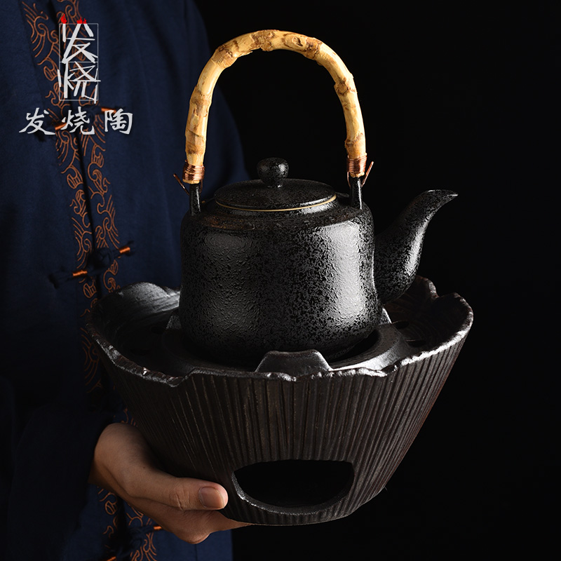 发烧陶围炉煮茶壶炭烧炉烧水壶耐高温陶瓷提梁壶家用复古粗陶茶具