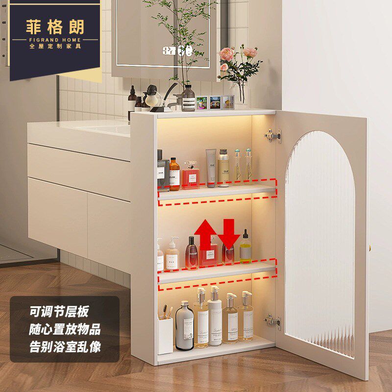 边生间干区半墙柜隔断柜干湿分离浴室窄柜侧柜卫柜洗手台隔断柜