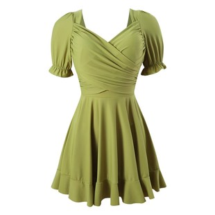 大码泳衣女胖mm连体裙式2024新款带钢圈泡温泉高级感200斤遮手臂