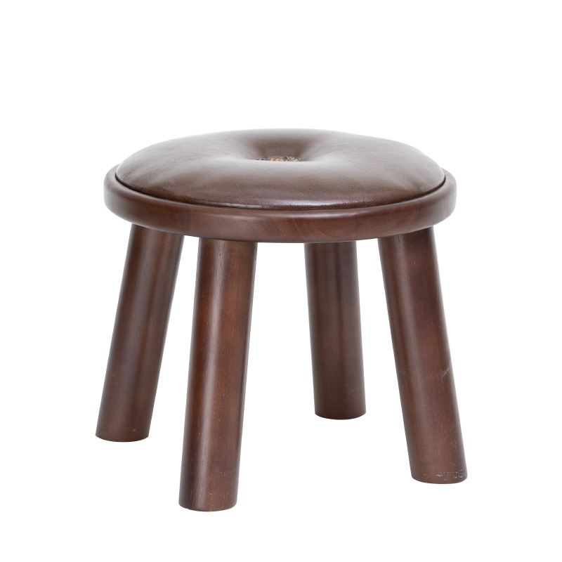 实木凳子小板凳美式客厅皮凳软包小圆凳方凳儿童凳放腿小木头凳子