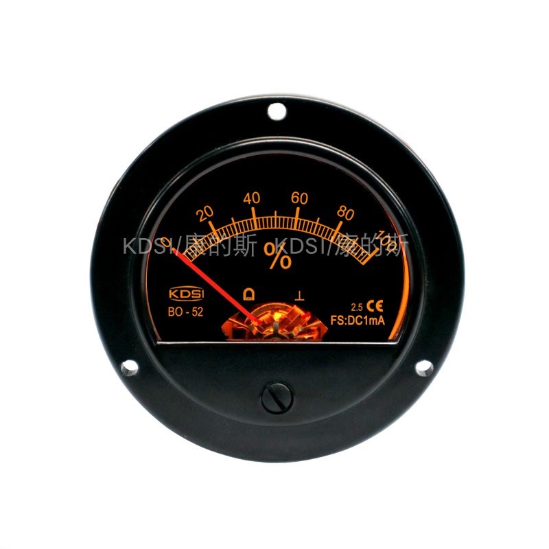 供应 指针式圆形百分比表 开度表BO-52 DC1mA0-100 黑底黄光12V