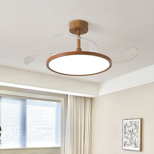 全光谱卧室智能静音风扇灯吊灯一体原木风简约餐厅吊扇灯casa