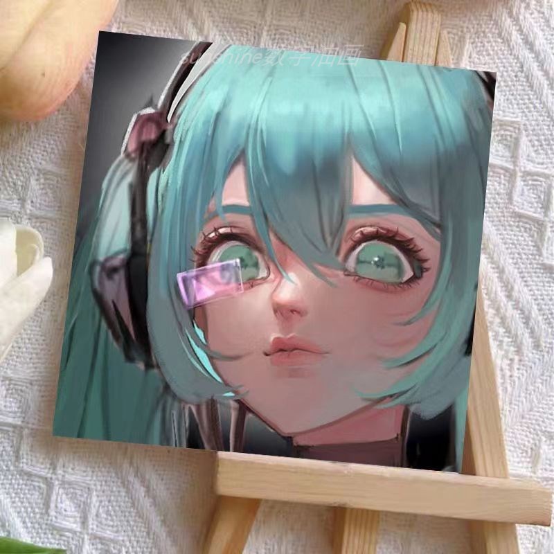 数字油画初音未来l二次元高颜值卡通动漫减压简单涂填色颜料装饰