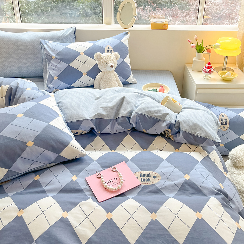 简约全棉被套单件1.5米单人被罩150x200x230褥子套被单四件套