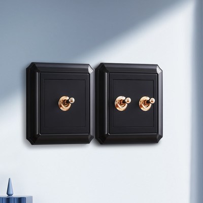 黑色工业风轻奢风复工拨杆开关家用五孔插座一开五孔美式墙壁面板