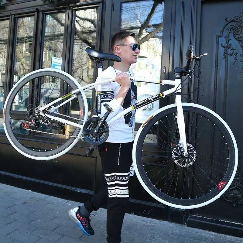 变速自行车实心胎活飞网红公路赛车超轻简约学生成人男女轻便单车