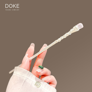 水晶权杖玫瑰花发簪女小众设计感后脑勺简约盘发簪子现代百搭发钗