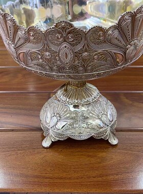 新古典复古金属圆摆件样板房间软装饰品酒店会所餐厅茶盘摆设