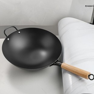 浙江永康炒锅老式铁锅炒锅炒菜锅传统不粘锅无涂层锅饭店轻量厂家