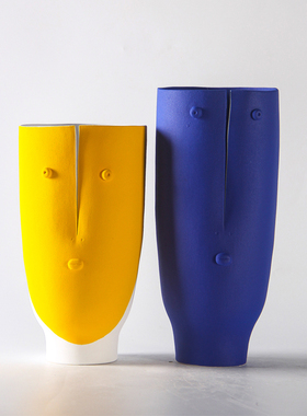 陶瓷抽象简约人脸花瓶摆件现家居样板房间酒店客厅餐桌装饰