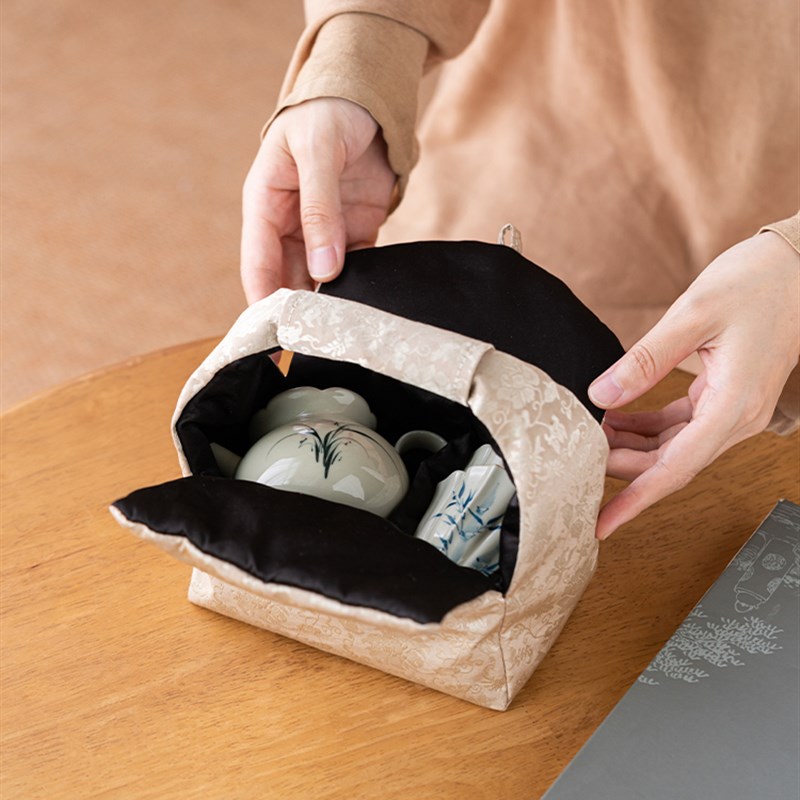 手绘竹子旅行茶具一壶二杯带户外泡茶套装式泡茶小套茶具