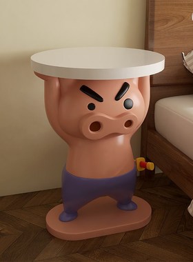 2024新款创意卡通肥嘟嘟左卫门客厅沙发边几可移动小户型床头柜子