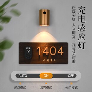 智能感应灯发光门牌号家用磁吸门铃无线号码牌定制轻奢创意射灯住