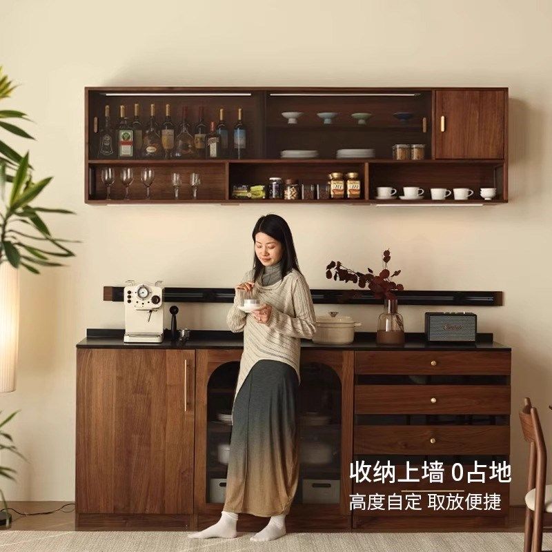 北美红橡木胡桃色餐边柜墙上壁挂吊柜阳台餐厅收纳置物架酒柜碗柜,住宅家具,吊柜/壁柜,淘宝优惠券,粉丝福利购,淘宝优惠卷