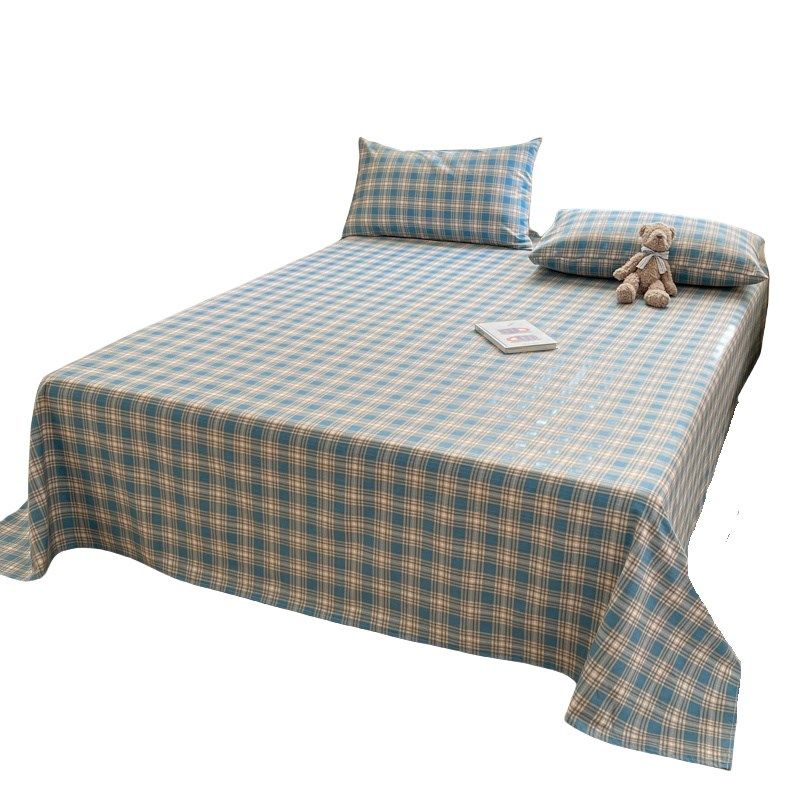 简约风老粗布床单单件非纯棉宿舍格子亚麻凉席被单三件套四季通用,床上用品,床单,淘宝优惠券,粉丝福利购,淘宝优惠卷