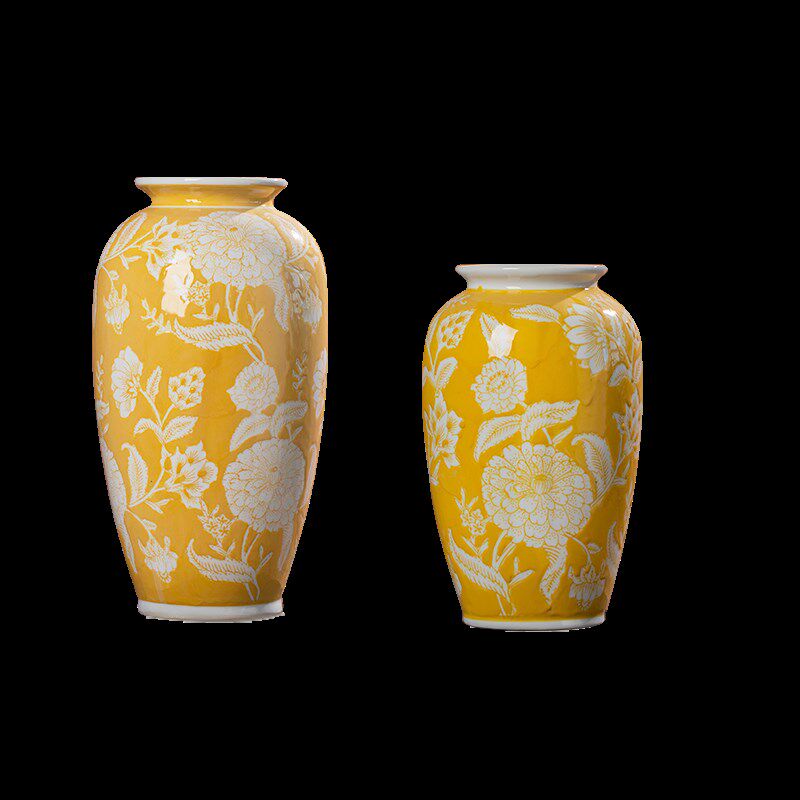 花瓶摆件可水培缠品花新中式陶瓷花瓶家居饰枝客帝花瓶厅王黄陶瓷