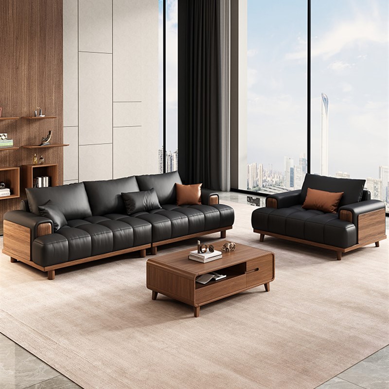 沙发现简约贵宾接待室休息区会客洽谈三人位茶几组合