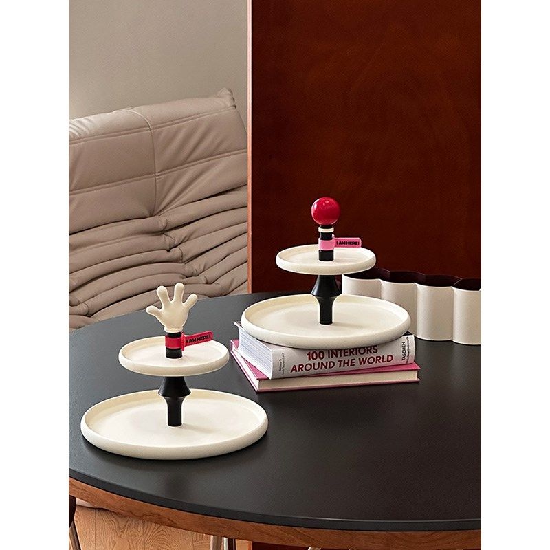 法式奶油风玄关收纳盘招财手双层大容量钥匙杂物整理桌面边柜装饰,收纳整理,桌面收纳盒,淘宝优惠券,粉丝福利购,淘宝优惠卷