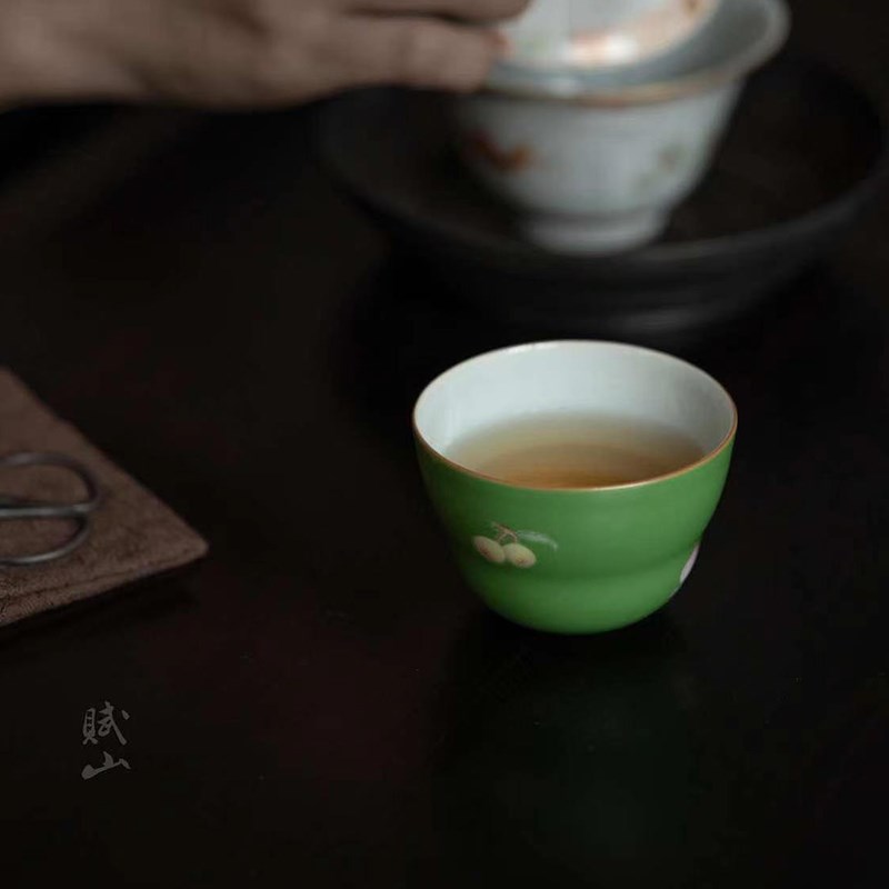 赋山堂翠微多果福禄茶杯手工手绘主人杯陶瓷品茗杯