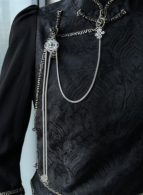 2023新款镀银长款流苏胸挂压襟蒙古袍配饰婚礼演出服礼物女镀银