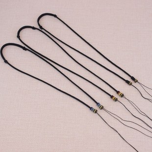 手工编绳小孔圆珠项链绳子横穿米珠锁骨链DIY吊坠绳可调节长短黑