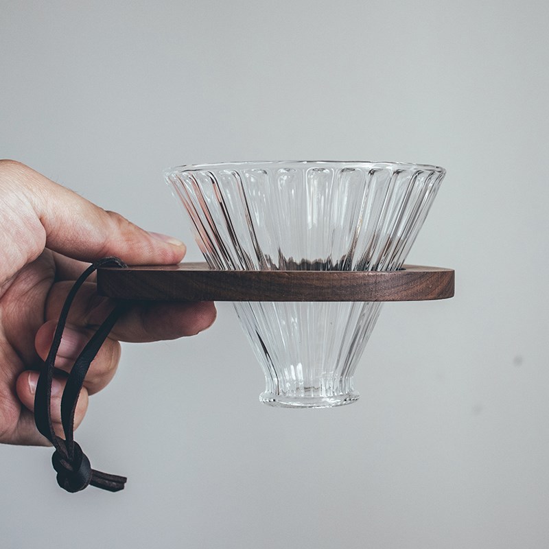 半宅手冲咖啡滤杯V60耐热玻璃黑胡桃木杯托1-2人单品咖啡套装器具