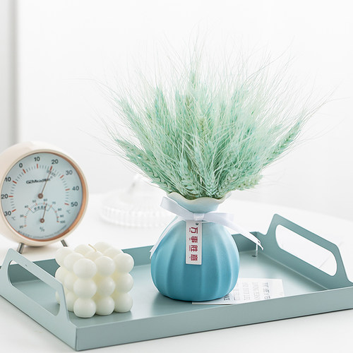 ns风干花陶瓷花瓶轻奢客厅桌面家居插花摆件大麦穗收银台装饰品