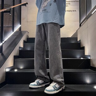 秋季宽松直筒牛仔裤青少年13岁帅气男孩15初中学生大童男装牛子裤