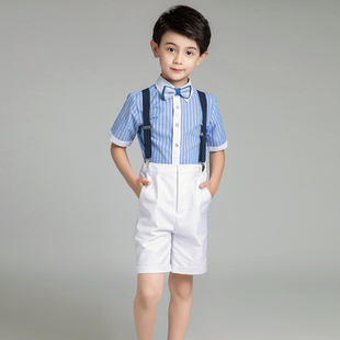儿童演出服小学生班级大合唱钢琴表演服男童礼服套装背带裤园服装