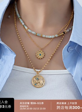 夏季叠戴天然石女士项链2024新款装饰吊坠饰品轻奢小众锁骨链配饰