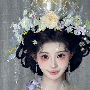 3D打印头饰汉服配饰发冠仙气宋制簪花头冠古风写真墨雨云间发饰女