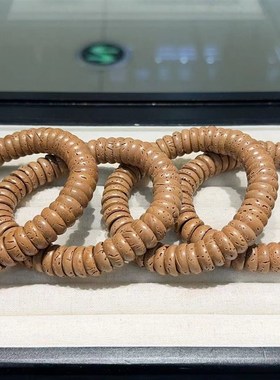 桃核光珠手串新款金饭碗隔片男女纯天然手链手工抛光精品