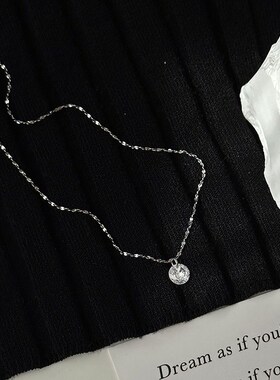 轻奢高级感单钻项链女韩国简约设计感锆石锁骨链女高级感经典百搭