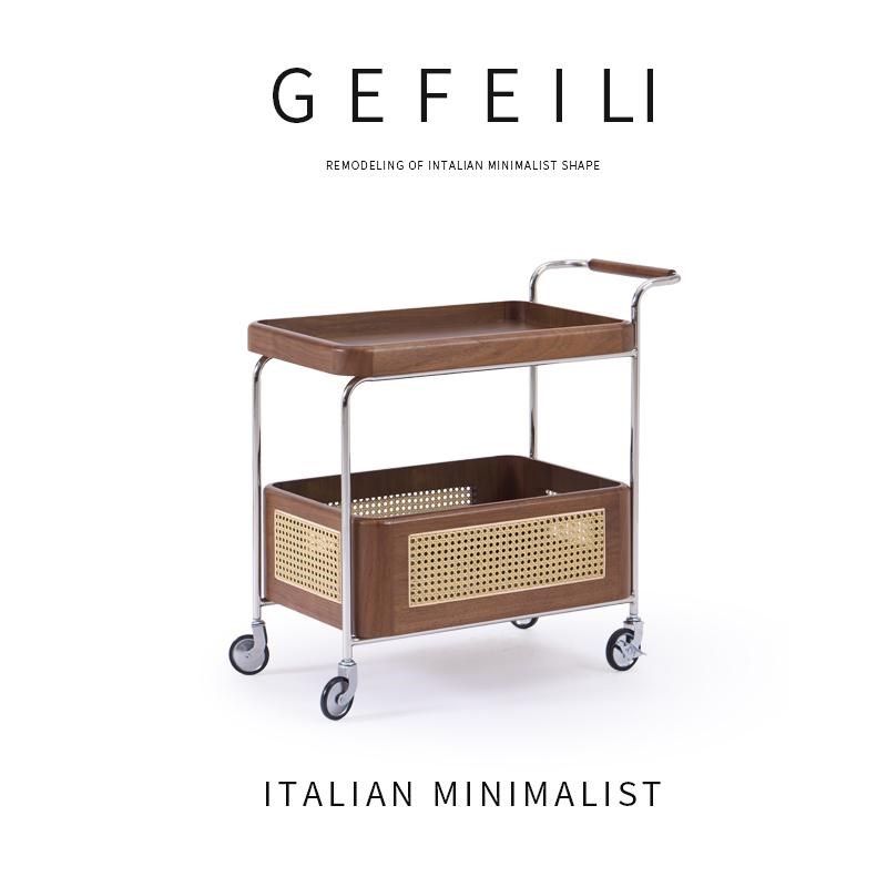 中古小推车黑胡桃木色可移动带轮小茶几客厅沙发收纳复古藤编边几,住宅家具,移动边几/推车,淘宝优惠券,粉丝福利购,淘宝优惠卷