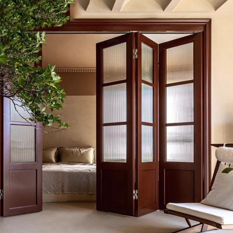 折叠门隔断门定制复古门窗玻璃移门阳台实木吊轨推拉折叠木门,全屋定制,卧室门,淘宝优惠券,粉丝福利购,淘宝优惠卷