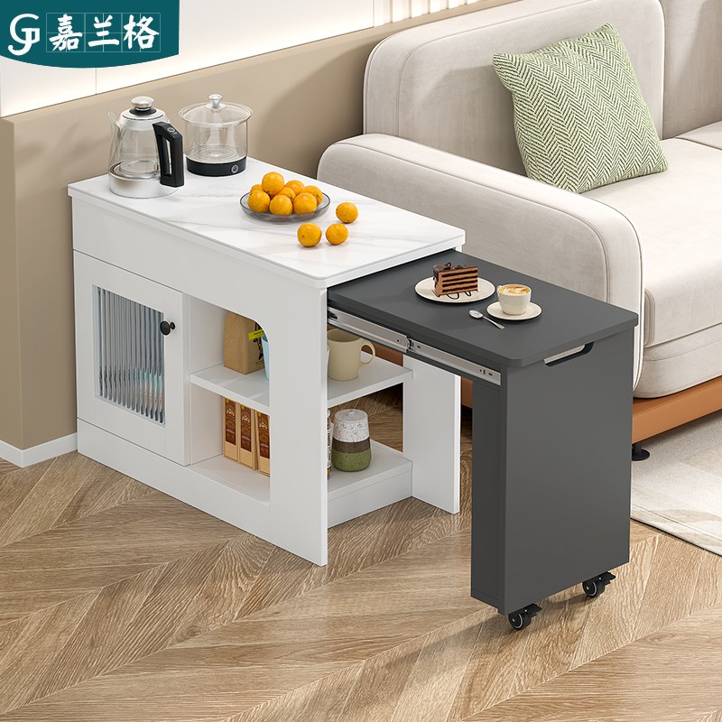 岩板沙发边柜侧边柜客厅边几茶几可伸缩茶桌烧水壶一体小茶台9J5