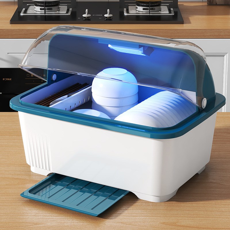 厨房碗筷收纳盒碗盘收纳塑料碗柜带盖抽屉式沥水碗架厨房架