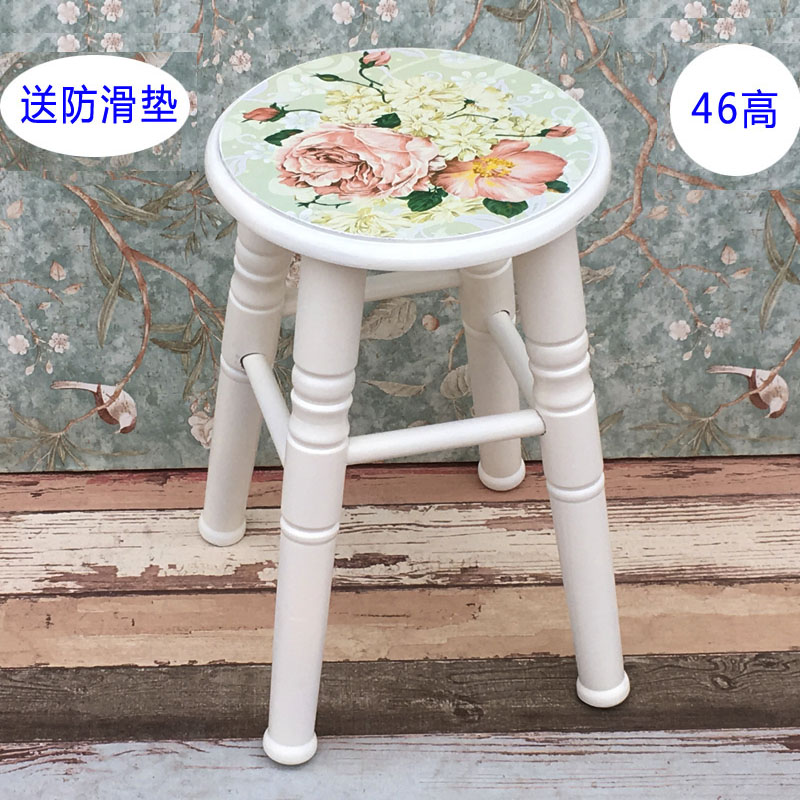 实木凳子时尚创意圆凳餐凳电脑凳休闲凳欧式换鞋凳梳妆凳46高