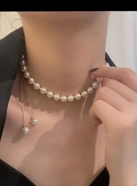 设计感可调节珍珠项链女2022年新款潮时尚百搭锁骨链网红气质颈链