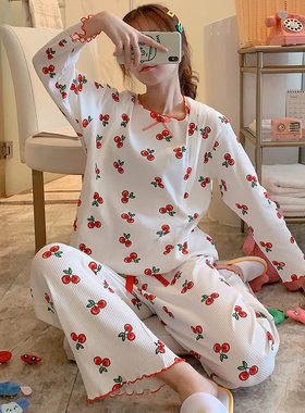 孕妇秋衣秋裤套装春秋纯棉月子服产后哺乳睡衣春季3月份4家居服