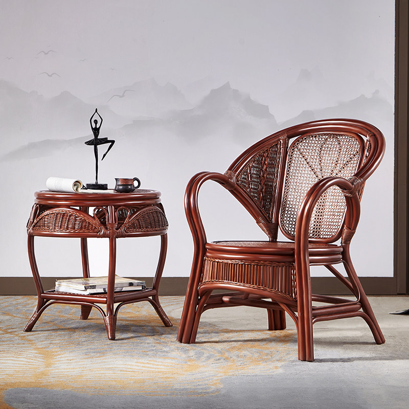 藤椅家用三件套休闲老人椅天然真藤腾椅茶桌椅组合单人阳台小椅子,住宅家具,阳台椅,淘宝优惠券,粉丝福利购,淘宝优惠卷