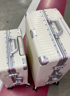 纯色小清新行李箱女20白色旅行箱高颜值拉杆箱学生24万向轮铝框男