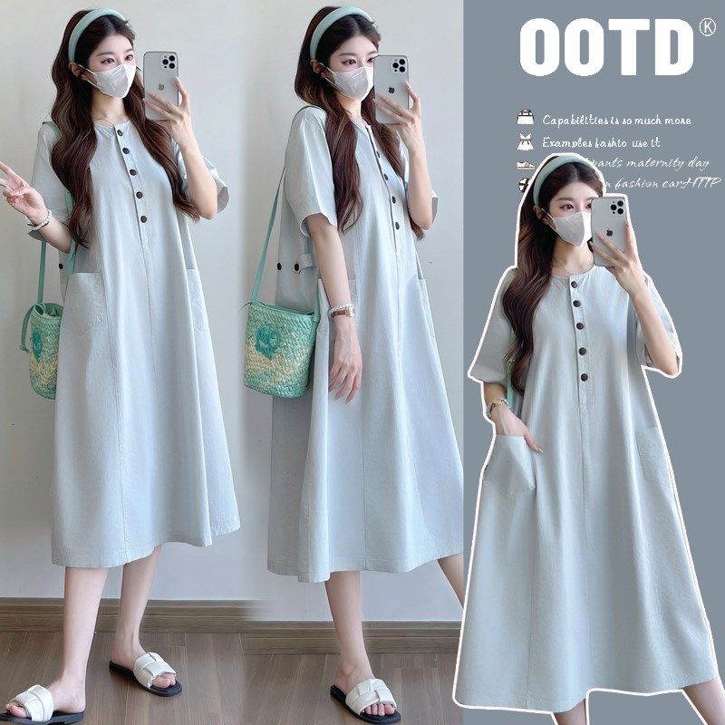 2025夏季新款孕妇连衣裙休闲大码宽松显瘦衬衫裙子长款过膝遮肚子,孕妇装/孕产妇用品/营养,连衣裙,淘宝优惠券,粉丝福利购,淘宝优惠卷