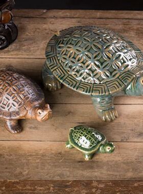 陶瓷金钱龟大号石墨龟乌龟家居装饰摆件假山鱼缸造景摆件
