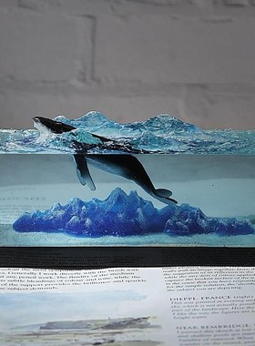 蓝山鲸车饰治愈系情侣生日礼物海洋鲸鱼USB小夜灯树脂桌面摆件
