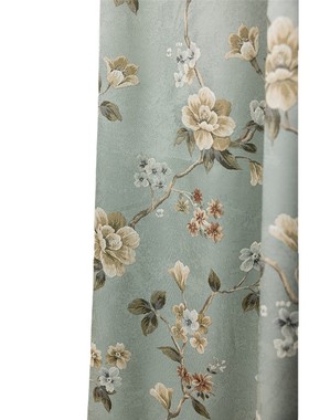 新中式橙色拼接浮雕立体提花遮光成品定制窗帘客厅落地窗卧室飘窗