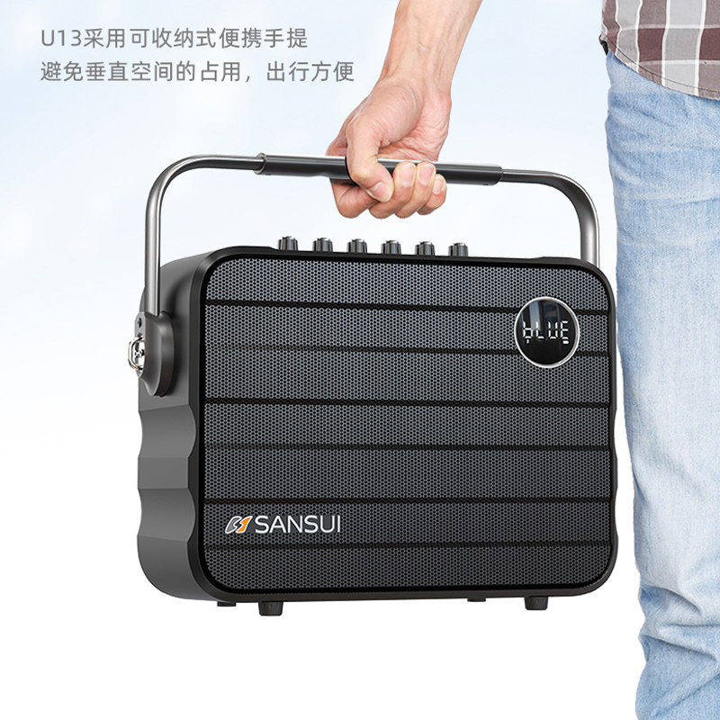 山水U13广场舞音响户外蓝牙音箱便携式手提话筒K歌一体机室外专用