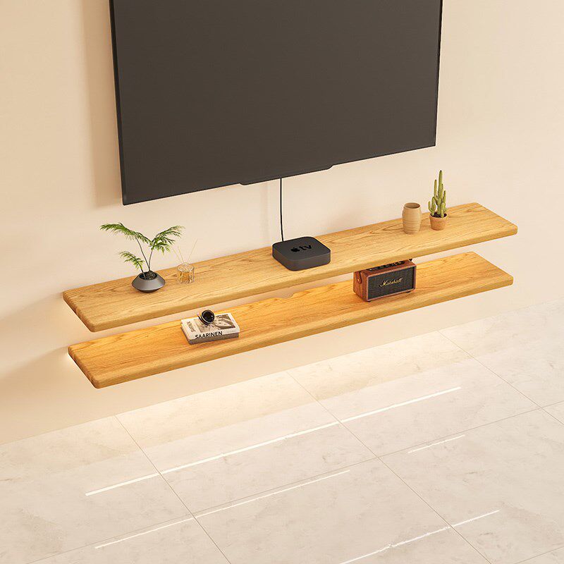 实木定制发光悬空电视柜墙壁装饰一字隔板书架层板沙发墙上置物架