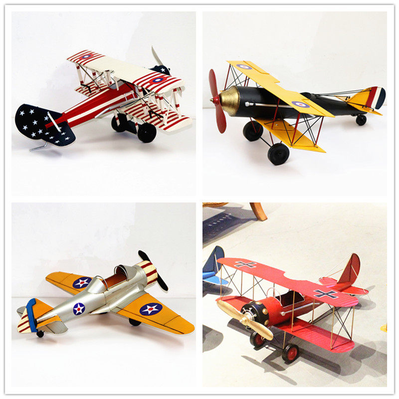 复古大型铁皮飞机模型摆件挂饰吊饰商场酒吧网咖创意家居软装饰品